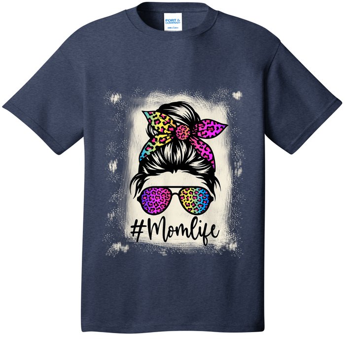 Womens Mom Life Bleached Rainbow Leopard Shirt Mama Mother T-Shirt