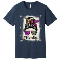 Womens Mom Life Bleached Rainbow Leopard Shirt Mama Mother Premium T-Shirt