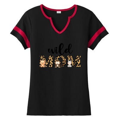 Wild Mom Leopard Zoo Theme Birthday Animal Safari Jungle Animal Ladies Halftime Notch Neck Tee