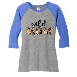 Wild Mom Leopard Zoo Theme Birthday Animal Safari Jungle Animal Women's Tri-Blend 3/4-Sleeve Raglan Shirt