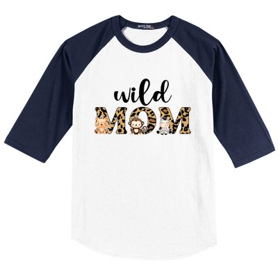 Wild Mom Leopard Zoo Theme Birthday Animal Safari Jungle Animal Baseball Sleeve Shirt