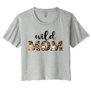 Wild Mom Leopard Zoo Theme Birthday Animal Safari Jungle Animal Women's Crop Top Tee