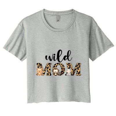 Wild Mom Leopard Zoo Theme Birthday Animal Safari Jungle Animal Women's Crop Top Tee