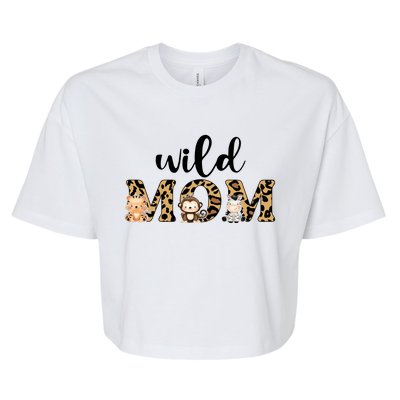 Wild Mom Leopard Zoo Theme Birthday Animal Safari Jungle Animal Bella+Canvas Jersey Crop Tee