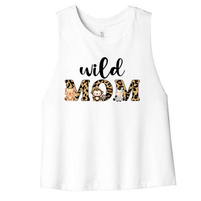 Wild Mom Leopard Zoo Theme Birthday Animal Safari Jungle Animal Women's Racerback Cropped Tank