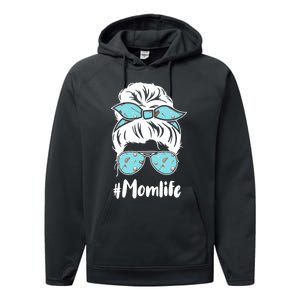 Wo Mom Life Mothers Day Messy Bun Golfer Mom Mama Momma Mommy Performance Fleece Hoodie