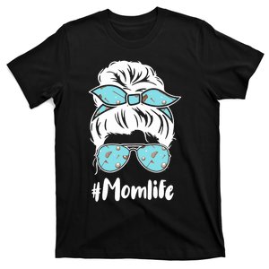 Wo Mom Life Mothers Day Messy Bun Golfer Mom Mama Momma Mommy T-Shirt