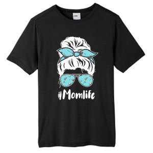 Wo Mom Life Mothers Day Messy Bun Golfer Mom Mama Momma Mommy Tall Fusion ChromaSoft Performance T-Shirt