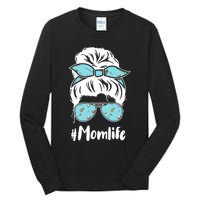 Wo Mom Life Mothers Day Messy Bun Golfer Mom Mama Momma Mommy Tall Long Sleeve T-Shirt