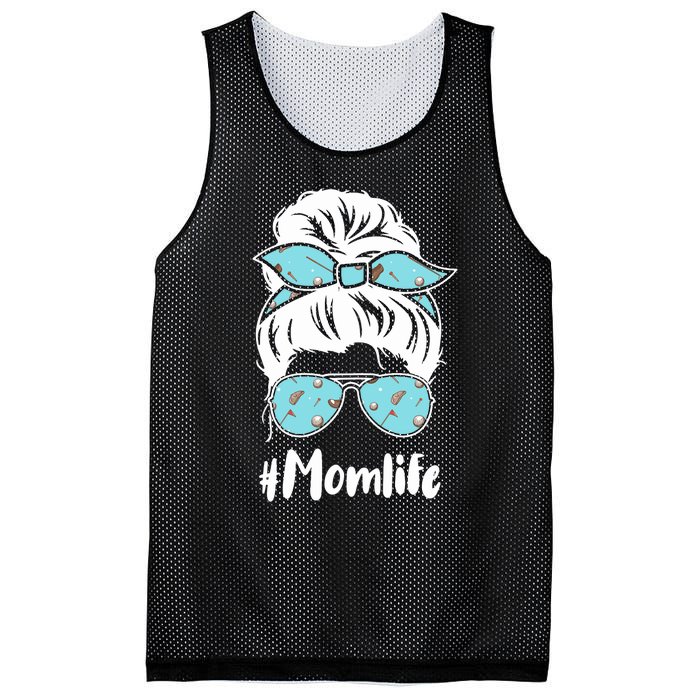 Wo Mom Life Mothers Day Messy Bun Golfer Mom Mama Momma Mommy Mesh Reversible Basketball Jersey Tank