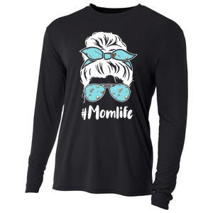 Wo Mom Life Mothers Day Messy Bun Golfer Mom Mama Momma Mommy Cooling Performance Long Sleeve Crew