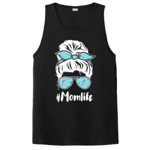 Wo Mom Life Mothers Day Messy Bun Golfer Mom Mama Momma Mommy PosiCharge Competitor Tank