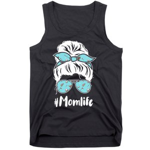 Wo Mom Life Mothers Day Messy Bun Golfer Mom Mama Momma Mommy Tank Top