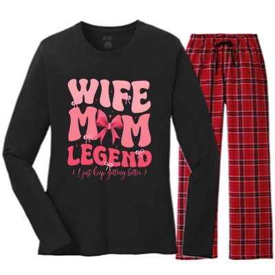 Wife Mom Legend Family Lover Gift Idea Women's Long Sleeve Flannel Pajama Set 