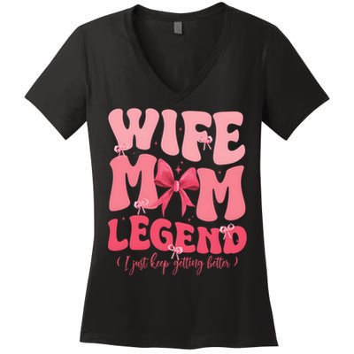 Wife Mom Legend Family Lover Gift Idea Women's V-Neck T-Shirt