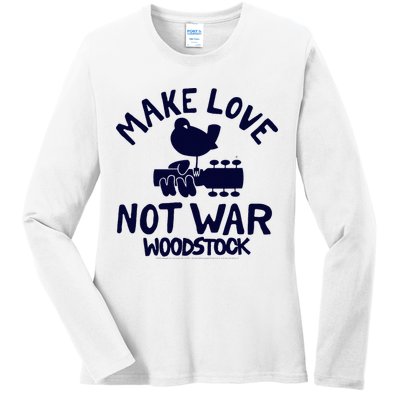 W.Oodstock Make Love Not War Ladies Long Sleeve Shirt