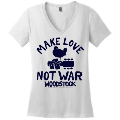 W.Oodstock Make Love Not War Women's V-Neck T-Shirt