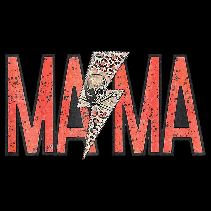 Womens MAMA Leopard Skull Boho Rocker Mom Mother's Day Cooling Performance Crew T-Shirt