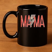 Womens MAMA Leopard Skull Boho Rocker Mom Mother's Day 11oz C Handle Ceramic Mug