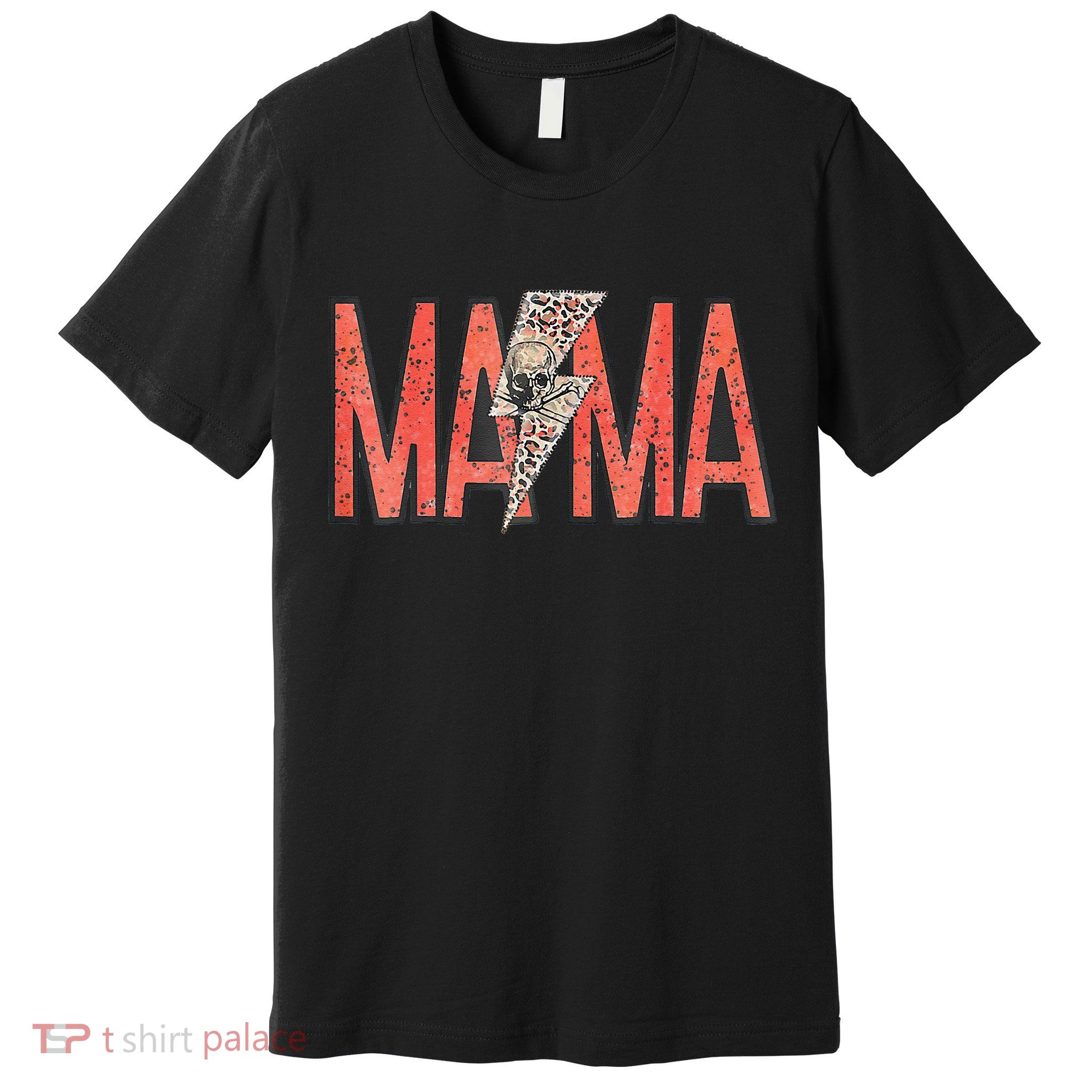 Womens MAMA Leopard Skull Boho Rocker Mom Mother's Day Premium T-Shirt