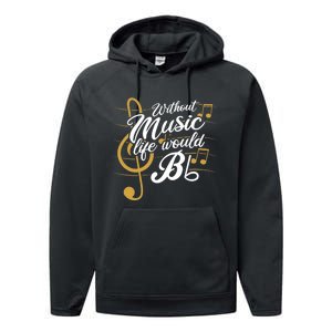 Without Music Life Would B Flat Ii Funny Music Quotes Performance Fleece Hoodie