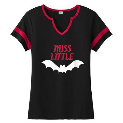 Wo Miss Little Batwoman Halloween Costume Batty Scary Ladies Halftime Notch Neck Tee