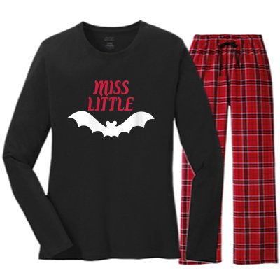 Wo Miss Little Batwoman Halloween Costume Batty Scary Women's Long Sleeve Flannel Pajama Set 