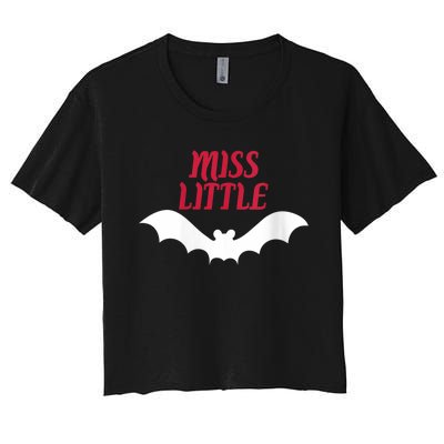 Wo Miss Little Batwoman Halloween Costume Batty Scary Women's Crop Top Tee