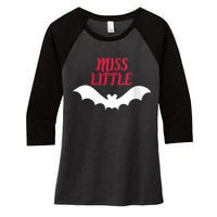 Wo Miss Little Batwoman Halloween Costume Batty Scary Women's Tri-Blend 3/4-Sleeve Raglan Shirt