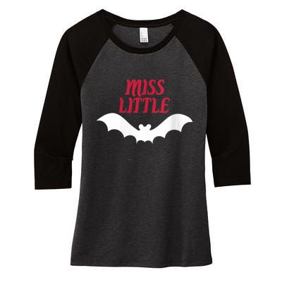 Wo Miss Little Batwoman Halloween Costume Batty Scary Women's Tri-Blend 3/4-Sleeve Raglan Shirt