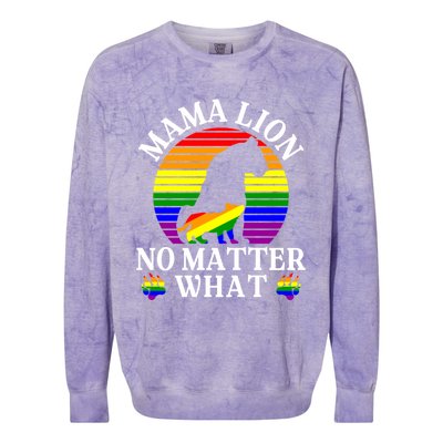 Wo Mama Lion No Matter What Lgbt Pride Support Rainbow Gift Colorblast Crewneck Sweatshirt