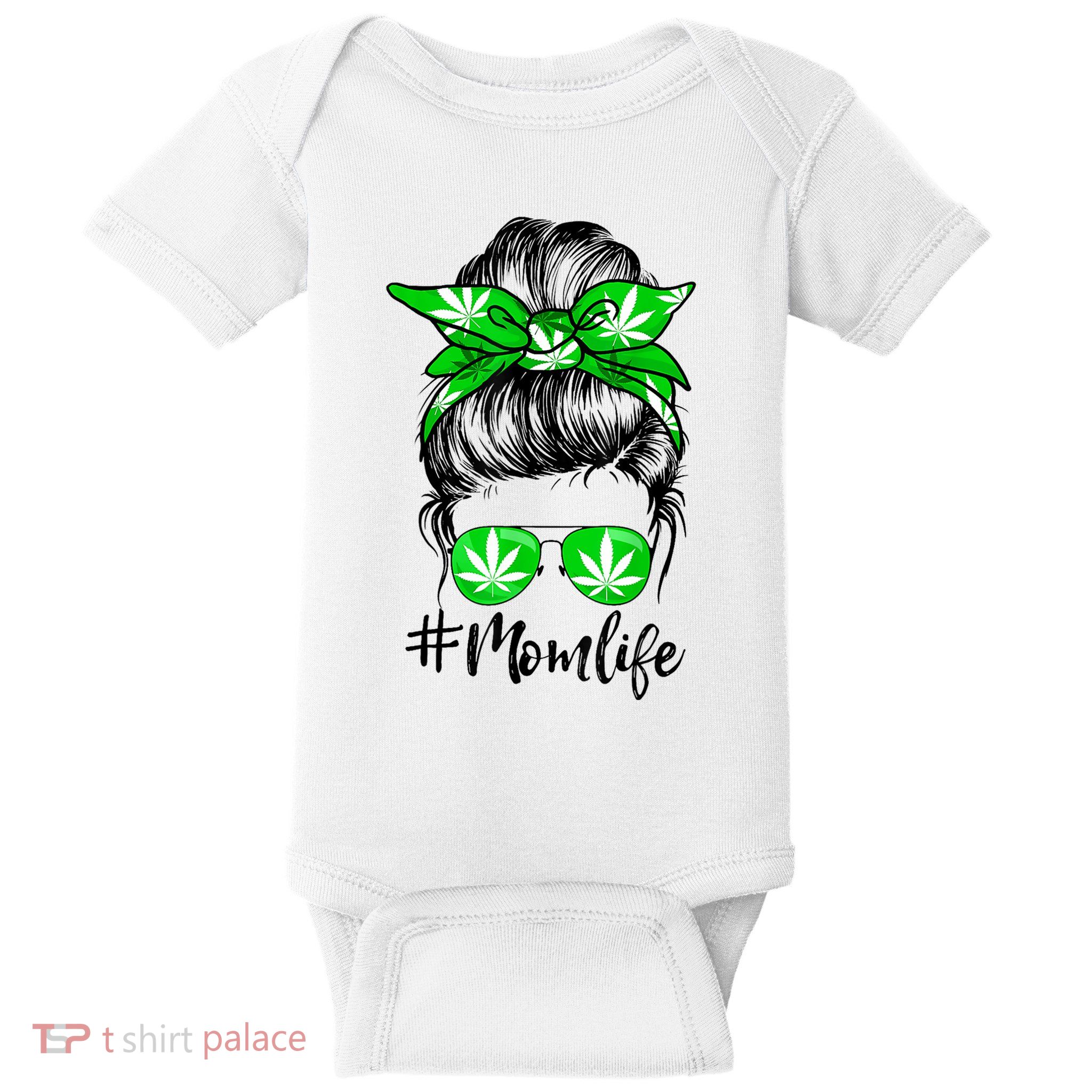 Weed Mom Life Smoker Pot Leaf Cannabis Marijuana Stoner 420 Baby Bodysuit