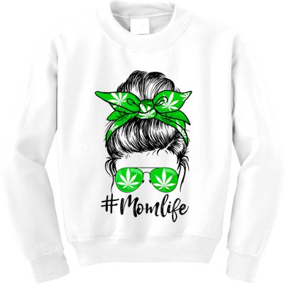 Weed Mom Life Smoker Pot Leaf Cannabis Marijuana Stoner 420 Kids Sweatshirt