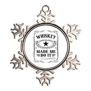 Whiskey Made Me Do It Drinking Metallic Star Ornament