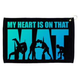 Wrestling Mother My Heart Is On That Mat Wrestling Gift Grommeted Golf Towel