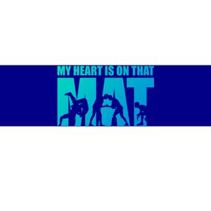 Wrestling Mother My Heart Is On That Mat Wrestling Gift Bumper Sticker