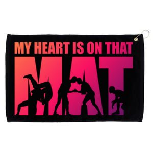 Wrestling Mother My Heart Is On That Mat Wrestling Gift Grommeted Golf Towel