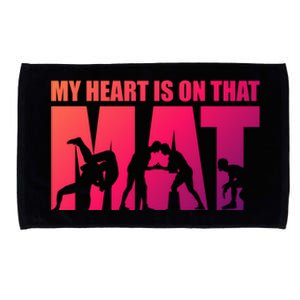 Wrestling Mother My Heart Is On That Mat Wrestling Gift Microfiber Hand Towel