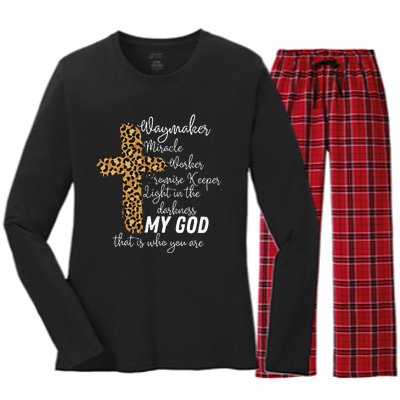 Way Maker Miracle Worker Promise Keeper Light Christian Women's Long Sleeve Flannel Pajama Set 