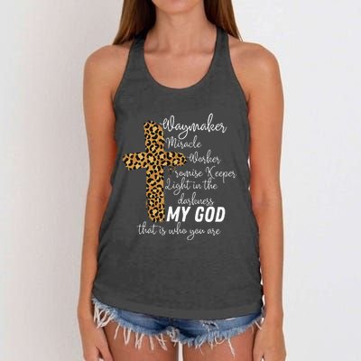 Way Maker Miracle Worker Promise Keeper Light Christian Women's Knotted Racerback Tank