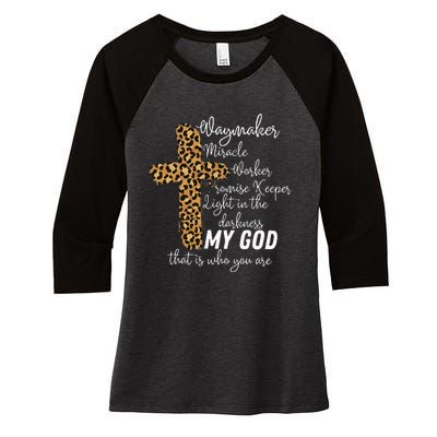 Way Maker Miracle Worker Promise Keeper Light Christian Women's Tri-Blend 3/4-Sleeve Raglan Shirt