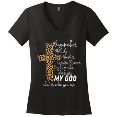 Way Maker Miracle Worker Promise Keeper Light Christian Women's V-Neck T-Shirt