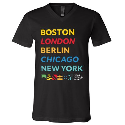 World Marathon Majors Sportiqe V-Neck T-Shirt