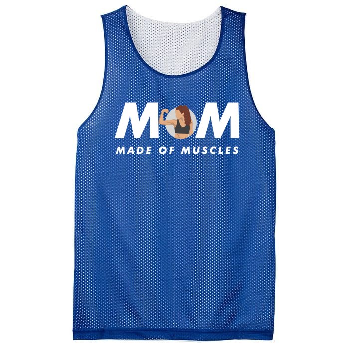 Wo's Mom Made Of Muscles Fitness Mom Strong Mom Muscle Funny Gift Mesh Reversible Basketball Jersey Tank