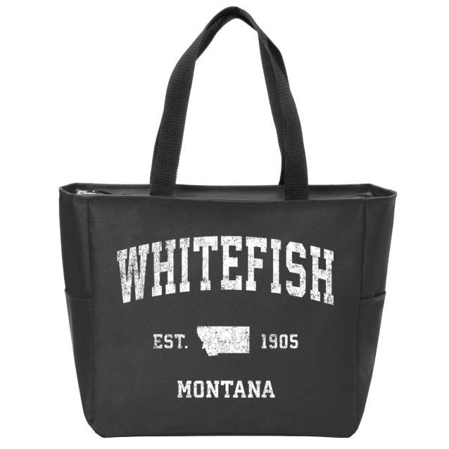 Whitefish Montana Mt Vintage Sports Zip Tote Bag
