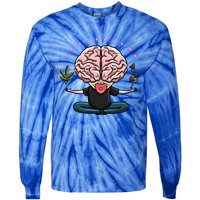 Weed Magic Mushroom Yoga Brain 420 Psychedelic Stoner Gift Tie-Dye Long Sleeve Shirt