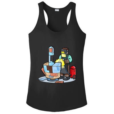 Welding Metal Middle Finger Welder Ladies PosiCharge Competitor Racerback Tank
