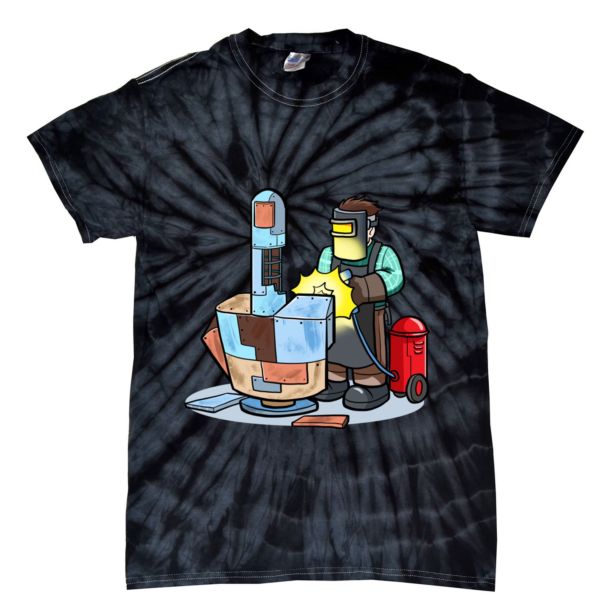 Welding Metal Middle Finger Welder Tie-Dye T-Shirt