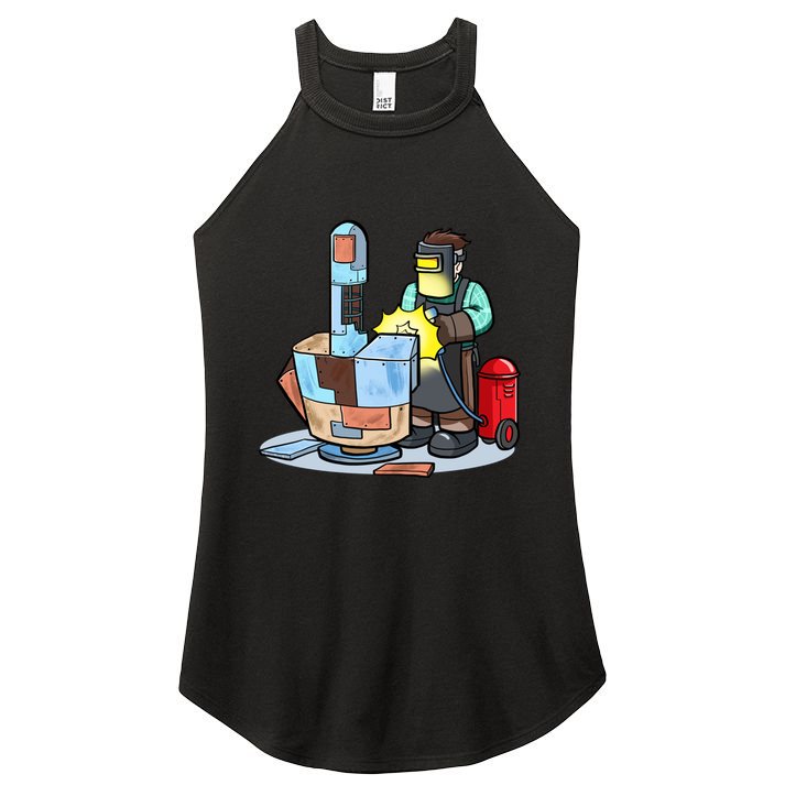 Welding Metal Middle Finger Welder Women's Perfect Tri Rocker Tank