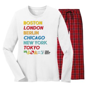 World Marathon Majors Sportiqe Women's Long Sleeve Flannel Pajama Set 